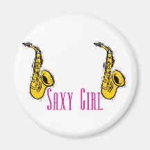 SAXY Mädchen-Rosa-Saxophon-Spieler-Entwurf Kühlschrankmagnet