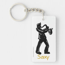 Saxy Saxophone-Spieler-Silhouette-Schlüsselkette Schlüsselanhängern