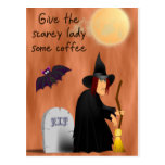 Scarey Hexe vor Kaffeepostkarte
