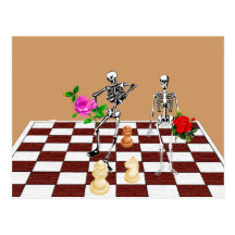 Schach-Skelette Postkarten