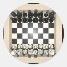 Schachbrett-und Schach-Stücke: Runder Aufkleber