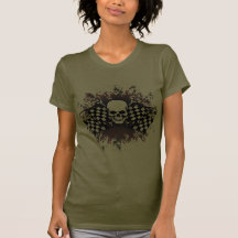 Schädel-kariertes Flagge-platsches Shirt