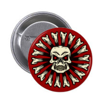 Schädel Knochen Kranz Button