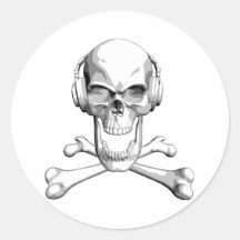Schädel-Kopfhörer 4 Runder Sticker