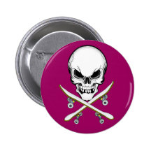 Schädel mit QuerSkateboard-kastanienbraunem Knopf Anstecknadelbutton