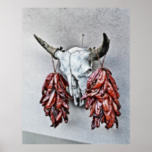 Schädel mit Ristras Plakat