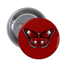 Schädel-Schmetterling Anstecknadelbuttons