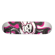 Schädel-Skateboard (Rosa und Schwarzes) Personalisiertes Skateboard