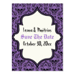 Schädeldamast lila schwarzes Halloween Save the Da Postkarte