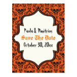 Schädeldamast orange schwarzes Halloween Save the  Postkarten