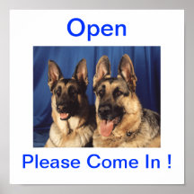 Schäferhund-Hundeoffenes Zeichen für Geschäft Plakatdruck