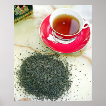 Schale schwarzer Tee mit Teeblättern Posterdrucke