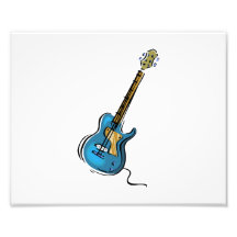 Schattierte Grafik der Gitarre blaues Gelb Photodruck