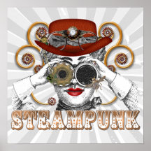 Schauen der steampunked steampunk Collagenkunst Posterdruck