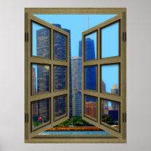 Scheiben-offenes Fenster-Plakat Johns Hancock Skyl