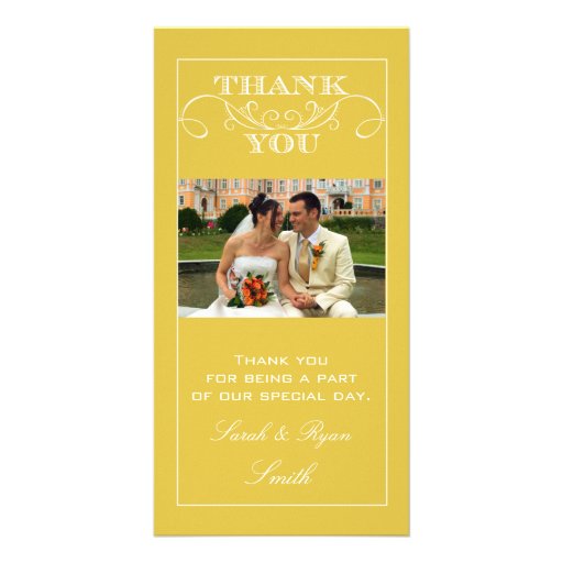 Schicke gelbe Hochzeit danken Ihnen Foto-Karten Photo Karte