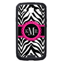 Schicke Zebra-Streifen und rosa Spitze-Monogramm