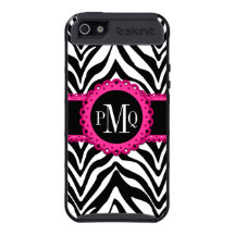 Schicke Zebra-Streifen und rosa Spitze-Monogramm