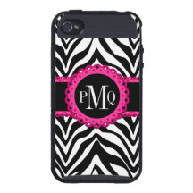 Schicke Zebra-Streifen und rosa Spitze-Monogramm
