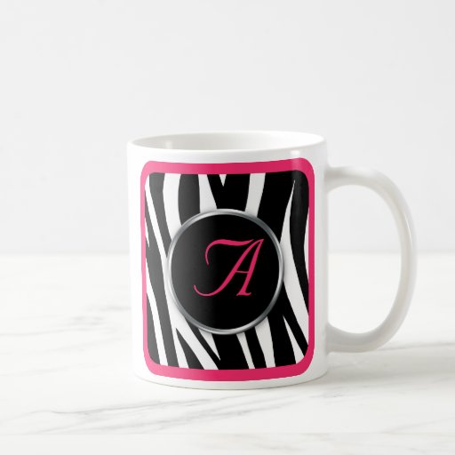Schicker Zebra-Druck-Beeren-Rosa-Monogrammbecher Kaffeetassen