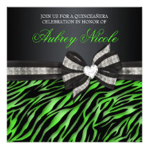 Schicker Zebra Quinceañera laden mit Jeweled Bogen Einladungskarte