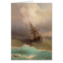 Schiff im stürmischen Meer Grußkarte