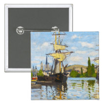 Schiffe, die auf die Seine in Rouen Claude Monet s Buttons