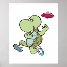 Schildkröte, die Frisbee spielt Plakate