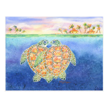 Schildkröte-Liebe Postkarte