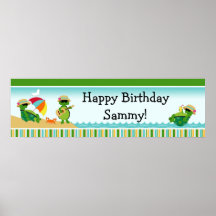Schildkröte Luau Geburtstags-Party-Fahne 40x12 Plakatdruck