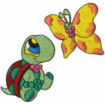 Schildkröte und Schmetterling gesticktes Hemd Polo Shirt