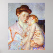 Schläfriges Baby. c. 1910, Mary Cassatt Plakat