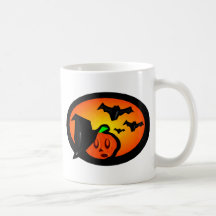 Schläger u. Kürbis-Jack-orange Halbtonlogo Tasse