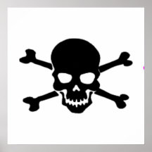 Schlechter schwarzer Totenkopf mit gekreuzter Knoc Plakate