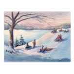 SCHLITTEN, KINDER u. SCHNEE durch SHARON SHARPE Postkarte