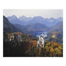 Schloss Deutschlands, Bayern, Neuschwanstein. Köni Foto Druck