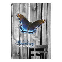 Schmetterling barnwood Western-Landhochzeit Individuelle Einladung