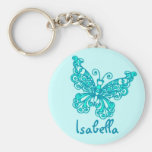 Schmetterling girlsaqua blaues Namenskeychain Schlüsselband