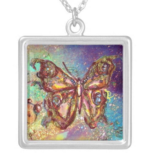 SCHMETTERLING IN DEN GLITZERN, blaues Grün Selbst Gestalteter Schmuck
