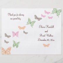 Schmetterling küsst Hochzeits-Programm Flyer