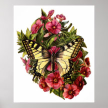 Schmetterling und Blumen-kundengerechtes Plakat