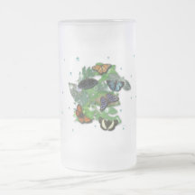 Schmetterlinge mit Blätter, Regentropfen, Perlen Kaffeetasse