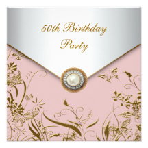Schmetterlings-50. Geburtstags-Party der Frau Gold Individuelle Ankündigung
