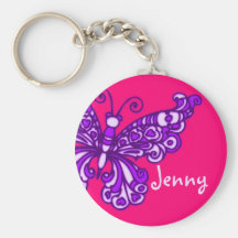 Schmetterlingsmädchen lila rosa Namenskeychain Schlüsselbänder