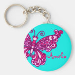 Schmetterlingsmädchenaquarosa-Name keychain Schlüsselanhänger