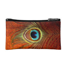 Schminktasche mit Federmotiv EGO SUM QUI SUM