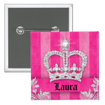 Schmuck-Prinzessin Crown Pink Stripes Brooch Anstecknadelbutton
