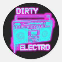 SCHMUTZIGE ELECTRO-Tanzverein DJ-Mädchen, die Type Runde Aufkleber