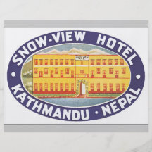 Schnee-Ansicht Hotel Kathmandu Nepal, Vintag Bedruckte Flyer