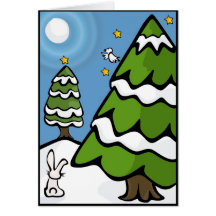 Schnee-Kaninchen mit Tannenbaum-Karte
